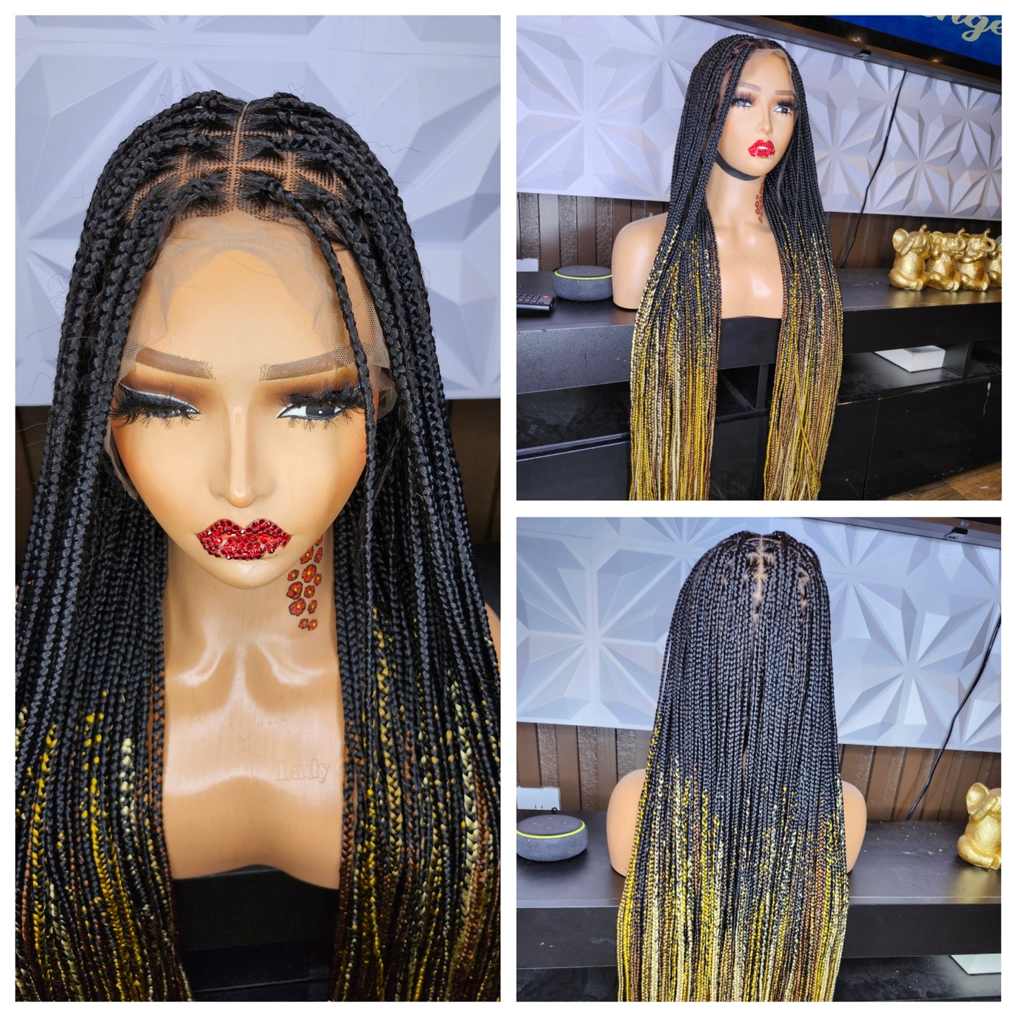 Multi color tips knotless braids