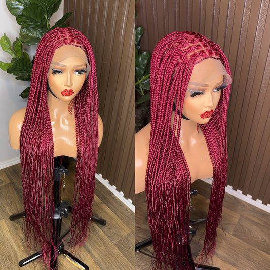 Burgundy knotless braids