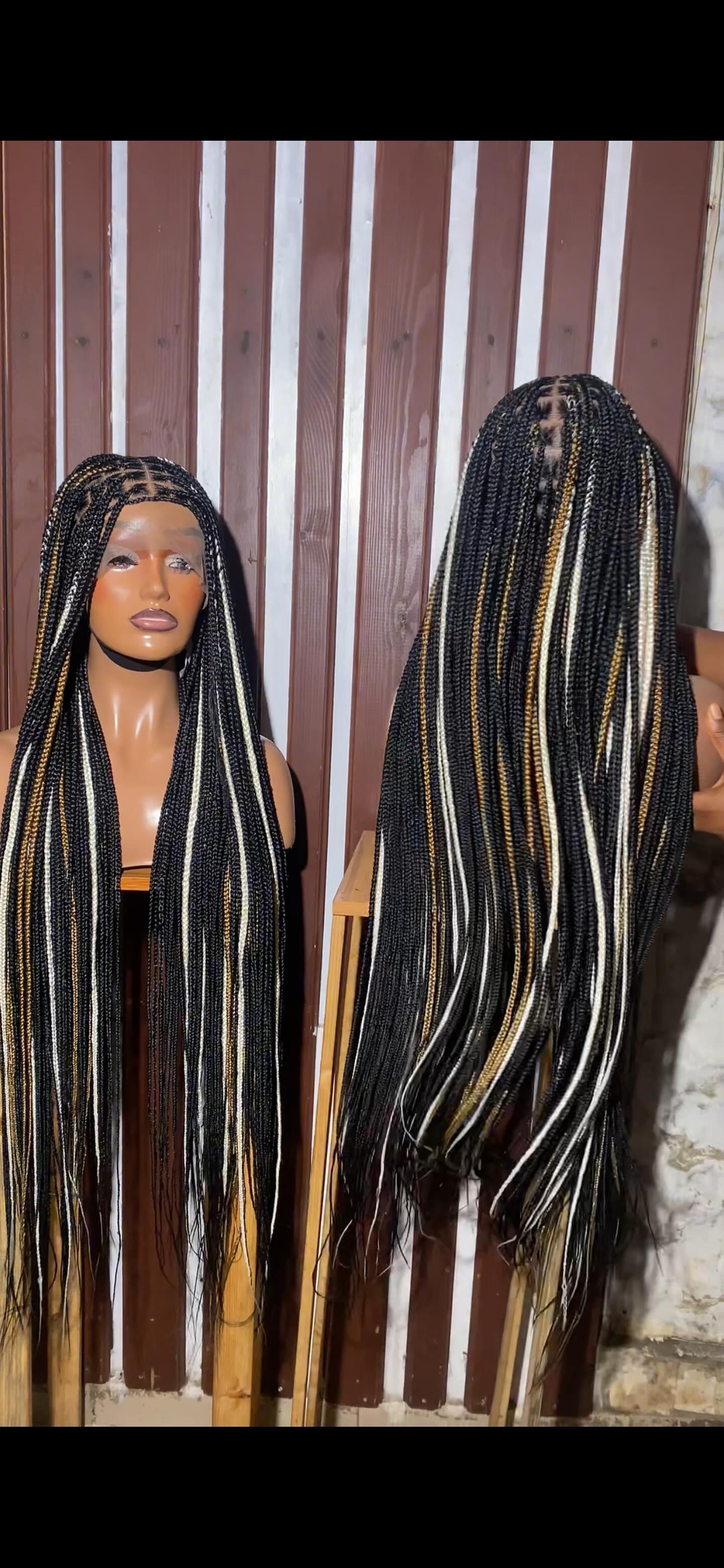 Knotless braids  wig with highlights