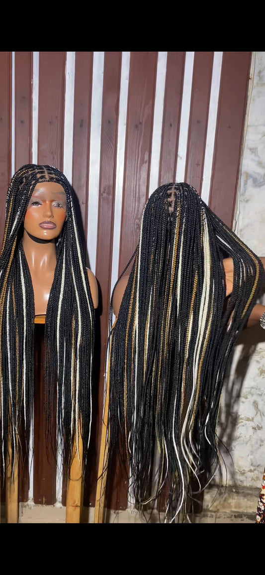 Knotless braids  wig with highlights