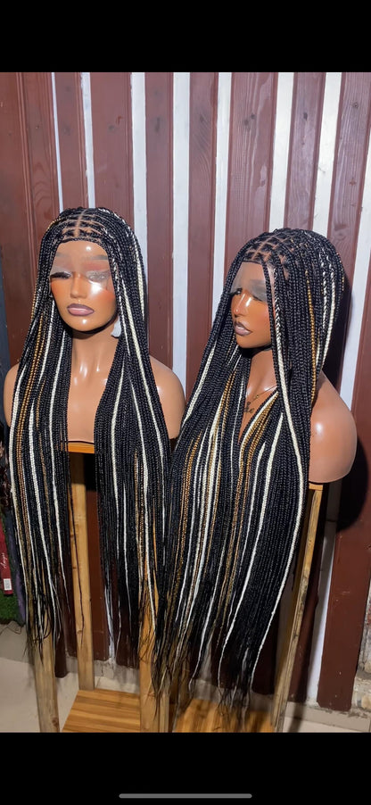 Knotless braids  wig with highlights